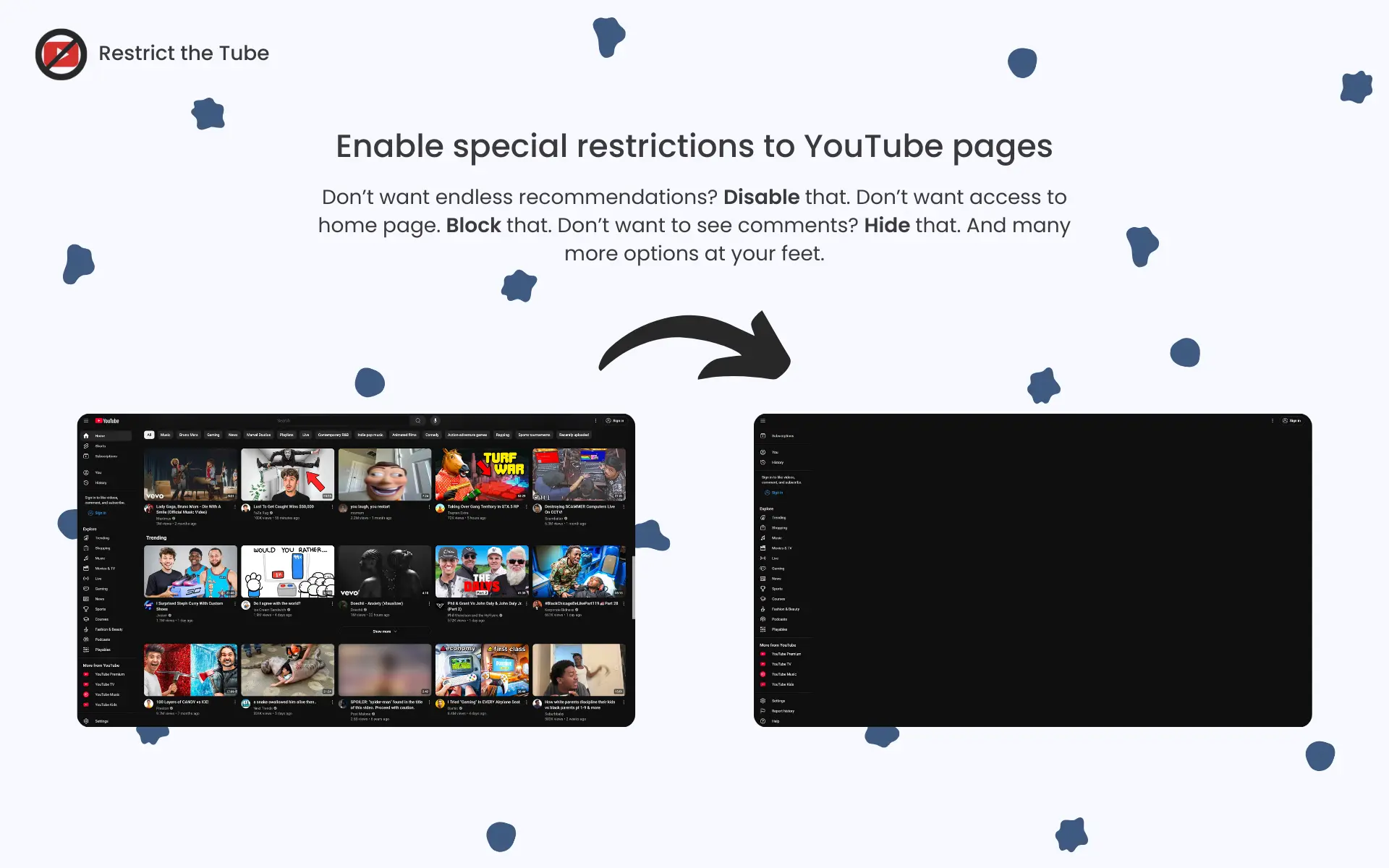 a screen displaying youtube limitations settings page